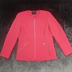 Lafayette‎ 148 New York Roger Finesse Crepe Zip-Front Pink Jacket Size 12